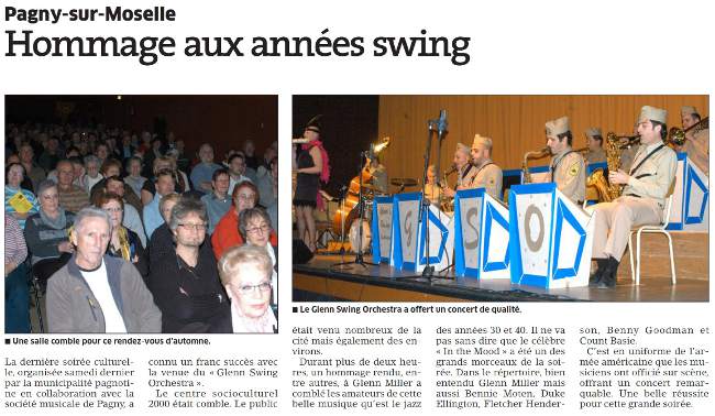 Evenement jazz a Pagny-sur-Moselle, concert hommage aux annees swing